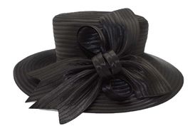 HF2022 Black Women&#39;s Derby Hat Satin Ribbon Church Hat Kentucky - £69.32 GBP