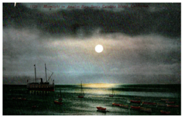 No. 1720 Moonlight on Avalon Bay, Catalina Island, CA Mitchell Postcard - £10.05 GBP