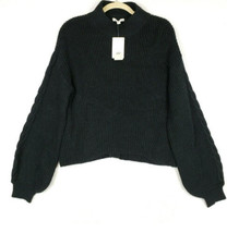 New BP Nordstrom Cable Knit Balloon Sleeve Sweater large Black Mock Neck - £17.13 GBP