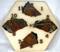 Vintage Clock Pacific Arts Model #200 Biege with Tuledad Agate Made in O... - $49.99