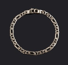 Men&#39;s Figaro Link Chain Bracelet 14k Yellow Solid Gold 9.6 gr - £1,119.56 GBP