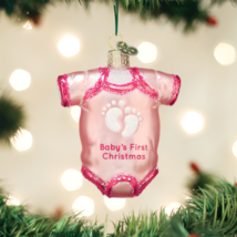 OLD WORLD CHRISTMAS PINK BABY ONE PIECE GLASS CHRISTMAS ORNAMENT 32338 - £9.49 GBP
