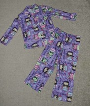 Girls Pajamas Joe Boxer Jammin Music Purple Fleece 2 pc Button Shirt &amp; Pants-4/5 - £10.83 GBP