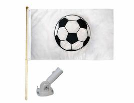Ant Enterprises 5&#39; Wood Flag Pole Kit W/Nylon White Bracket 3x5 Soccer Ball Spor - £23.82 GBP