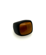 David Yurman Black Titanium Men&#39;s Tiger&#39;s Eye Signet Ring Size 10 - $1,098.79 CAD
