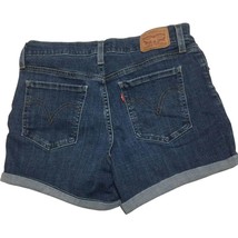 Levis Women&#39;s Denim Shorts Size 29 Cuffed Hem Dark Wash Stretch Mid Length - £16.61 GBP