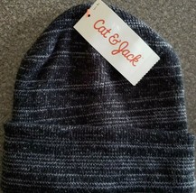 Kids&#39; Cuffed Beanie - Cat &amp; Jack™ Black Heather Colored One Size Fits Most Hat - £9.03 GBP