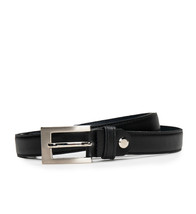 Vegan belt dress full grain on black microfiber with square frame buckle sleek - £32.66 GBP