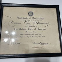 Rotary Club Certificate Of Membership 1954  and Appreciation 1969 Beaumo... - $43.36