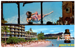 Davy Jones Locker Beneath The Reef Hotel at Waikiki Hawaii Postcard - £6.84 GBP