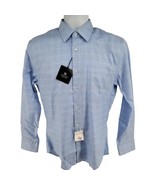 Nordstrom Men&#39;s Shop Trim Fit Wrinkle-free Blue Glen Plaid Shirt 14.5 32-33 - £25.59 GBP