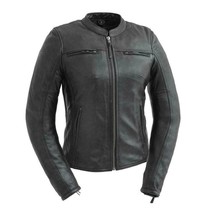 Women&#39;s Jacket Supastar Ladies Biker Motorcycle Leather Jacket by Firstmfg - £219.46 GBP+