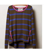 $68 Anthropologie LILI&#39;S CLOSET stripe top S Long sleeve zip gray+blue+p... - $1,882.42 MXN