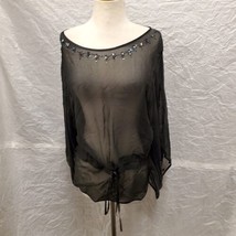 Silk Assets Diane von Furstenberg Women&#39;s Silk Black Cover Up Top with B... - $24.74