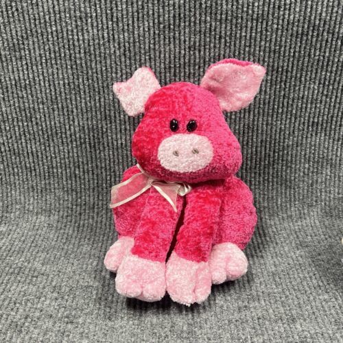 Sugar Loaf Pink Pig Plush 10” Stuffed Animal Soft Toy Beanie Bottom Bow RARE - £21.35 GBP