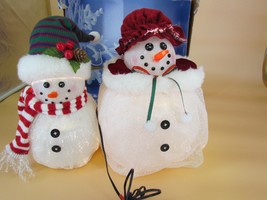 Vintage Fiber Optic 12” Color Changing Holiday Christmas Snowmen Works Great! - £21.29 GBP