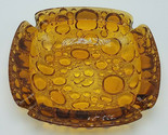 Vintage Mid Century Modern Libbey Orange Amber Bubble Glass Square Ashtr... - $22.72
