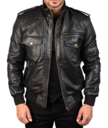 Men&#39;s Black and brown biker motorcycle Zipper Stylish Classic Leather Ja... - $209.99