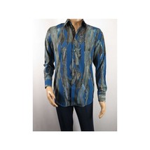 Men Sports Shirt by DE-NIKO Long Sleeves Fashion Print Modal Nk20188 Teal Blue image 2