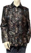 Asian Kimono Print Satin Jacket Blazer, Dressy Coat/ Size Medium - $34.00