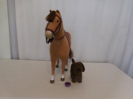 American Girl Doll Brown Chestnut Horse Retired + Pet Chocolate Chip Lab Dog - £26.92 GBP