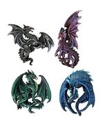 Pacific Giftware Dragon%27s Lair Ruth Thompson Set of 4 Collectible Sculptural D - $17.48