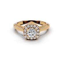 14K Solid Yellow Gold Round Lab Grown Diamond Halo Engagement Ring 1ctw - $4,949.97