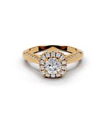 14K Solid Yellow Gold Round Lab Grown Diamond Halo Engagement Ring 1ctw - $4,949.97