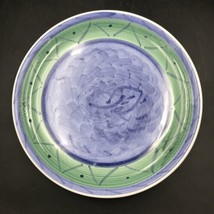 Caleca Espero Ceramic Dinner Plates Italy Blue &amp; Green Leaf Hand Painted... - $18.69