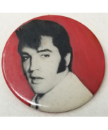 Elvis Button Pink Background Pompadour Sideburns 1960s Vintage - $15.15