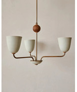 3Light Ceiling Fixture Brass Metal Chandelier Mid Century Pendent Light ... - €303,13 EUR