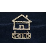 Silver Tone Rhinestone House Home Sold Sign Realtor Brooch Pin - £15.63 GBP