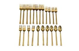 Vintage Doric National Stainless Flatware Gold Electroplated 49 Pc Case Japan image 7