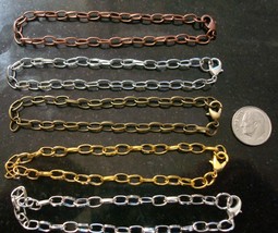 5pcs 5 colors plated 8&quot; cable link 7X5mm charm bracelet chains add charm... - £3.09 GBP