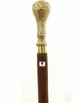 Vintage Style Brass Walking Stick Decorative Wooden Cane for Men &amp; Women - £50.78 GBP
