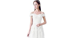 Off The Shoulder Tulle Beaded Lace Short Prom Homecoming Dresses White U... - £62.43 GBP