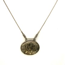 Vintage Sterling Sign 925 Silpada Oval Hammered Pendant Boston Chain Necklace 18 - £52.53 GBP