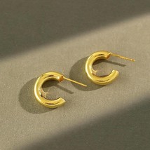 Radiant Circlet: 925 Sterling Silver Big Round C Shape Stud Earrings - £24.93 GBP