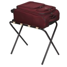 Black Metal Folding Luggage Rack with Khaki Fabric Straps - $2,152.72 MXN