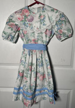 Vintage 90s Carrousel Girls Dress Puff Sleeve With Collar Cottagecore Si... - £23.50 GBP