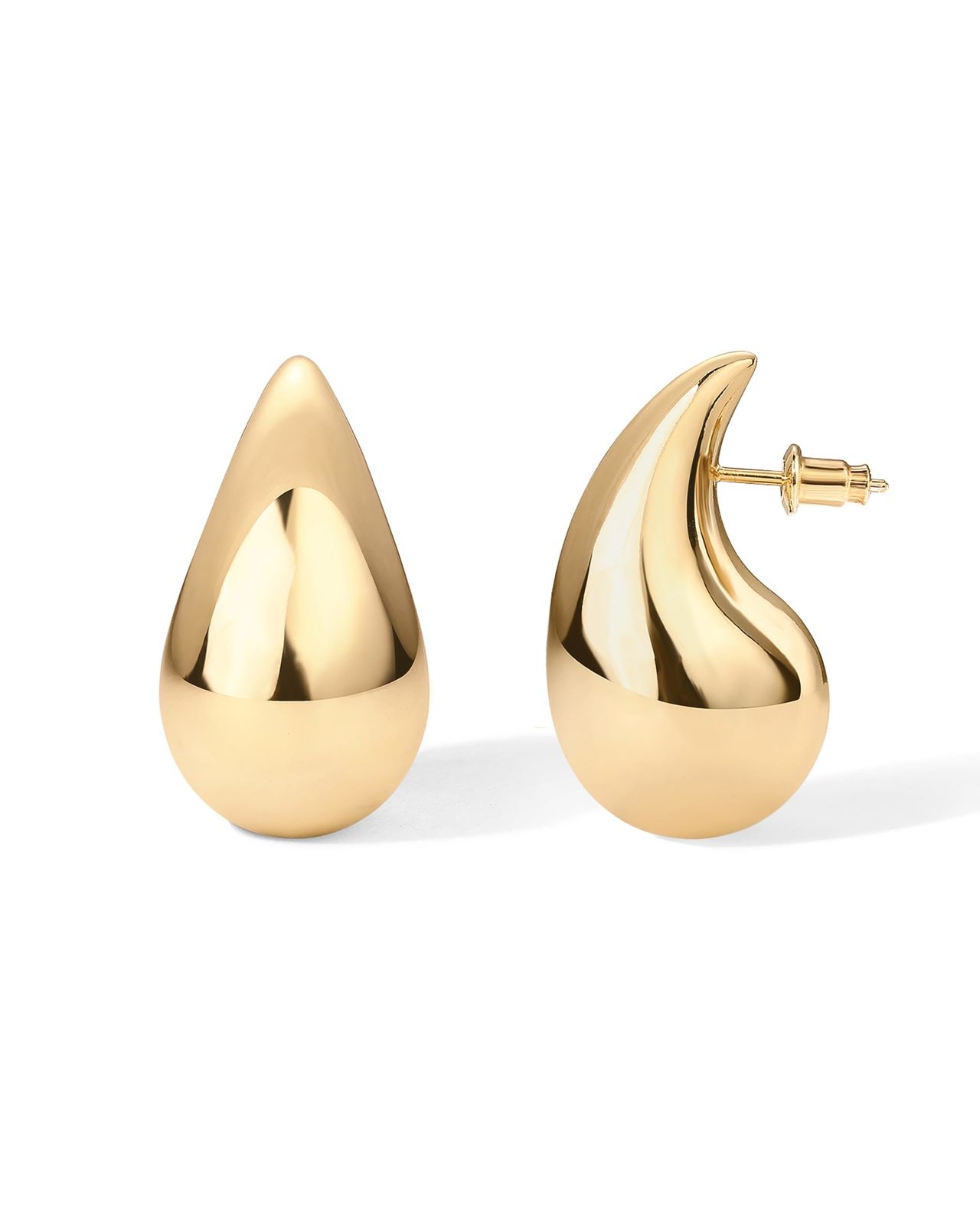 PAVOI 14K Gold Plated 925 Sterling Silver Post Teardrop Chunky Hoop Earrings | L