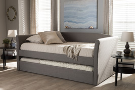 Matilda Gray Fabric Upholstered Daybed w/Guest Trundle Bed - $13,141.74 MXN