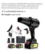 Cordless Leaf Blower, 980,000 RPM Handheld Blower with 2 X 4.0Ah Dark  - $49.38