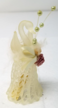 Swan Figurine Angelic Enesco 1988 Lattice Base Small Rose Adornment Vtg - $15.15