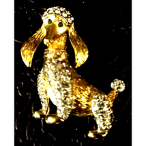 Gorgeous~Golden Rhinestone Poodle Brooch - £14.98 GBP