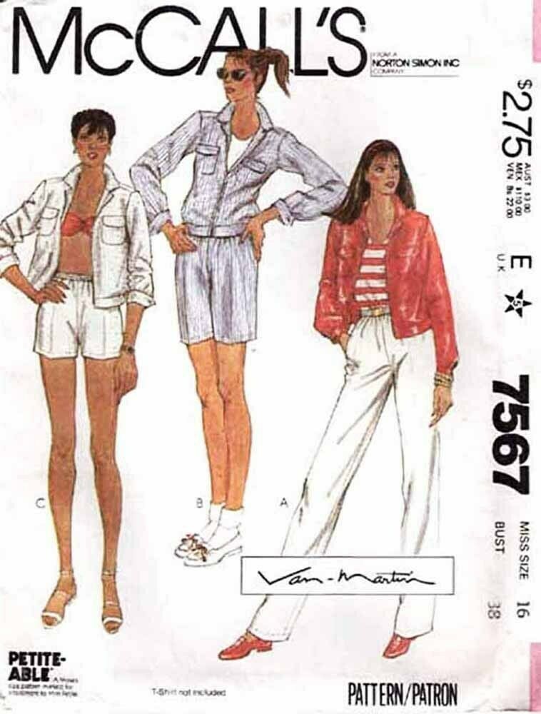 Vintage 1981 Misses' JACKET, PANTS & SHORTS Pattern 7567-m Size 16   UNCUT - $12.00