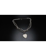 Vintage Silver American Eagle Heart Multi Strand Necklace 16&quot; - £15.91 GBP
