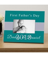 Personalised Fathers Day First Father&#39;s Day Silver Wooden Photo Frame Gift - £14.01 GBP