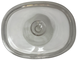 Vtg. Pyrex F12C Oval Ribbed Fluted Glass Casserole Replacement Lid 9.5" x 7.5" image 4