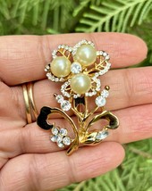 Gelbvergoldete Perle CZ Sicherheitsnadel, Brosche, Saree Pin Hijab Pin... - $17.62